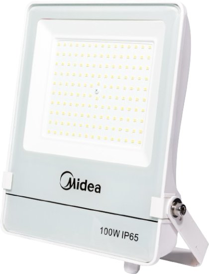 תאורת הצפה LED בהספק 100W מבית Midea - גוון אור חם 3000K - צבע לבן