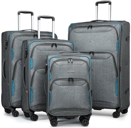 סט מזוודות בד 20+24+28+32 אינץ' דגם Platinium מבית Camel Mountain – צבע אפור