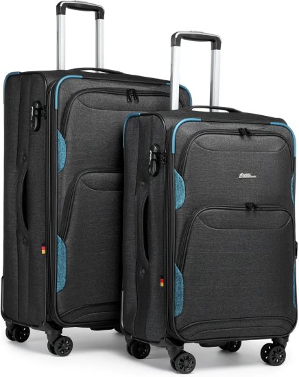 סט מזוודות בד 24+28 אינץ' דגם Platinium מבית Camel Mountain – צבע שחור