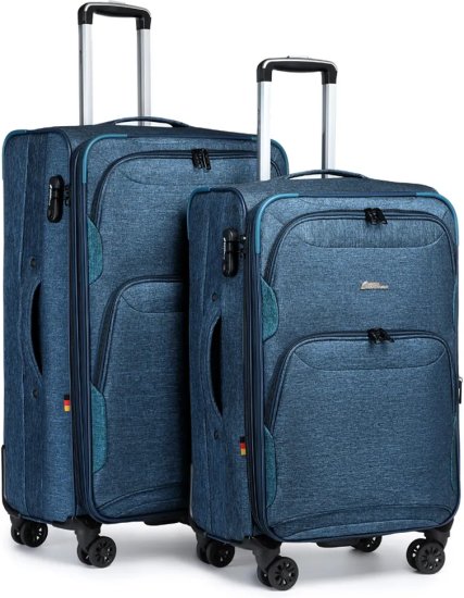 סט מזוודות בד 20+24 אינץ' דגם Platinium מבית Camel Mountain - צבע כחול כהה