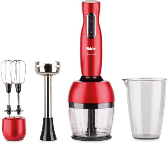 בלנדר מוט מקצועי 4 ב-1 1000W דגם Lucca Q מבית Fakir - צבע אדום