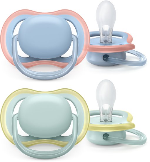 זוג מוצצי סיליקון לבנים בגילאי 0-6 חודשים Avent Ultra Air - עיצוב נטורל