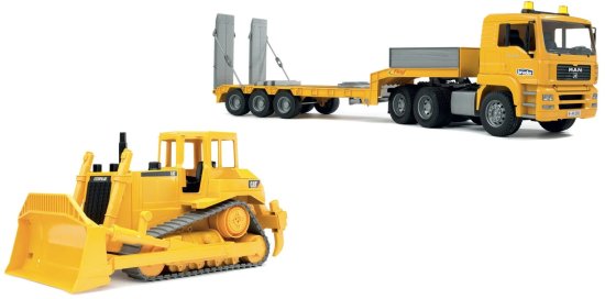 משאית גרר MAN עם בולדוזר D9 מבית Bruder