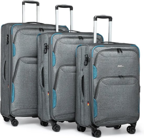 סט מזוודות בד 20+24+28 אינץ' דגם Platinium מבית Camel Mountain - צבע אפור