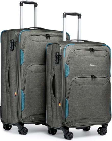 סט מזוודות בד 24+28 אינץ' דגם Platinium מבית Camel Mountain - צבע ירוק צבאי