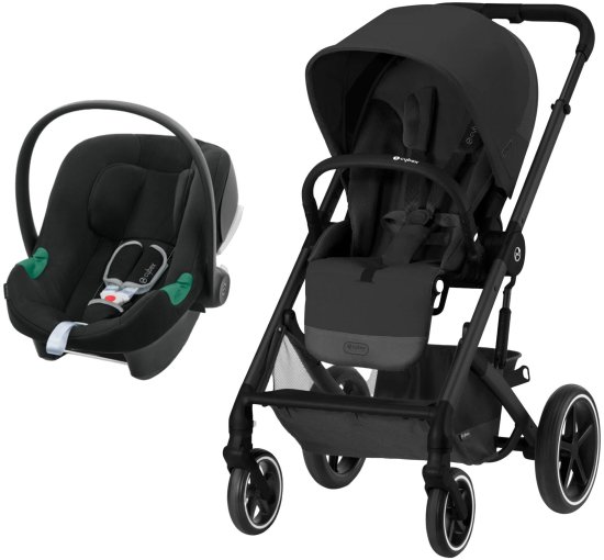 עגלת תינוק משולבת טיולון ועריסה דגם Balios S4 כולל סלקל דגם Aton B2 i-Size ומתאמים מבית Cybex - צבע שחור