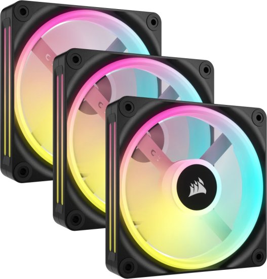קיט 3 מאווררים למארז עם בקר תאורה Corsair iCUE LINK QX120 RGB 120mm PWM PC Fan Starter Kit - צבע שחור