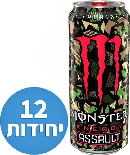 משקה Monster Assault Energy בנפח 500 מ''ל - חבילה של 12 יחידות