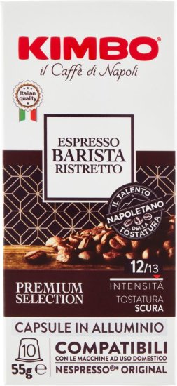 10 מארזים * 10 קפסולות תואמות נספרסו Espresso Baristao Ristretto מבית Kimbo  - סה''כ 100 קפסולות
