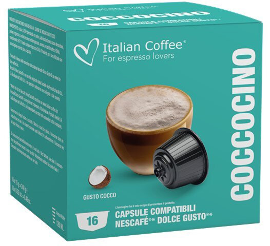 16 קפסולות Italian Coffee Coccocino - תואמות למכונות קפה Dolce Gusto