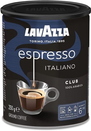 קפה טחון 250 גרם באריזת פחית Lavazza Espresso Italiano Club