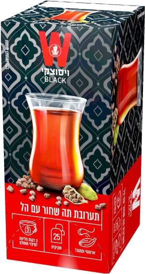 תה שחור עם הל Wissotzky – סך הכל 25 שקיקים