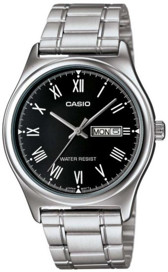 שעון יד אנלוגי לגברים עם רצועת Stainless Steel כסופה Casio MTP-V006D-1BUDF - צבע שחור
