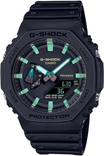 שעון יד אנלוגי-דיגיטלי משולב לגברים רצועה שרף שחורה Casio G-Shock GA-2100RC-1ADR - צבע שחור