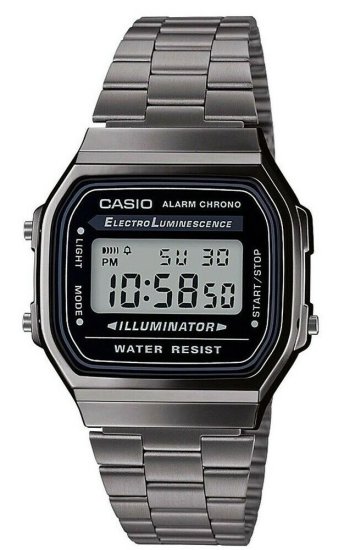 שעון יד דיגיטלי וינטג' עם רצועת Stainless Steel שחורה Casio A168WGG-1ADF - צבע שחור