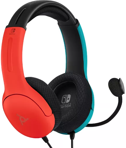 אוזניות קשת חוטיות PDP Nintendo Switch LVL40 - צבע אדום/כחול