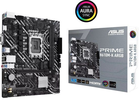 לוח אם Asus PRIME H610M-K ARGB LGA1700 H610 DDR5