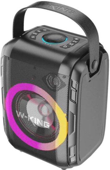 בידורית ניידת אלחוטית + מיקרופון דגם T9S מבית W-KING - צבע שחור