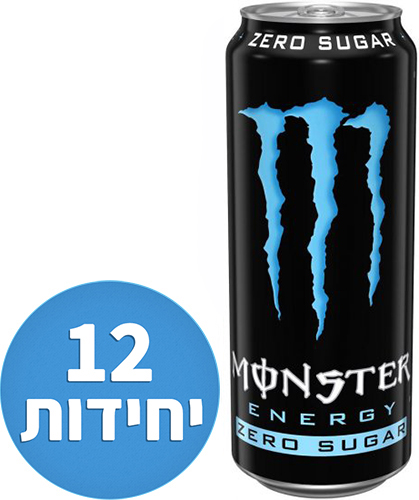 משקה ללא סוכר Monster ENERGY Zero בנפח 500 מ''ל - חבילה של 12 יחידות