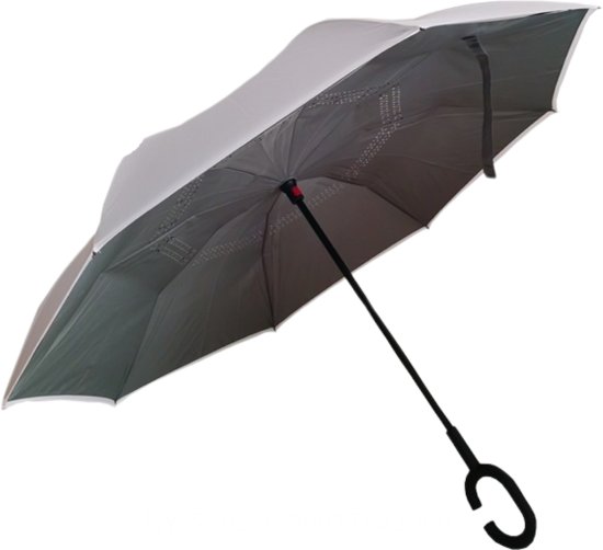 מטריה מתהפכת 46 אינצ' - צבע לבן