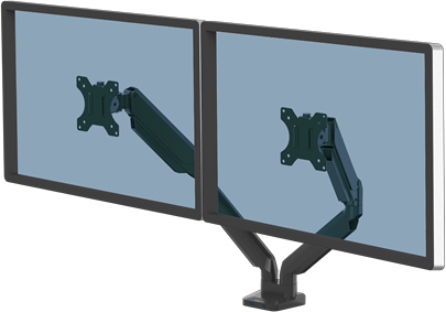 מעמד תלייה לשני מסכי מחשב ''32 דגם Platinum מבית Fellowes