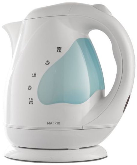 קומקום חשמלי נשלף ריו 1.8 ליטר 2000W דגם MX-RIO-WH מבית Matrix - צבע לבן