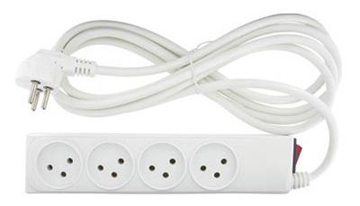 רב שקע 4 יציאות כולל מפסק וכבל באורך 1 מטר