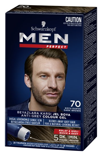 ג'ל צביעה לגבר לטשטוש השיער הלבן Schwarzkopf Men Perfect בגוון 70 חום כהה