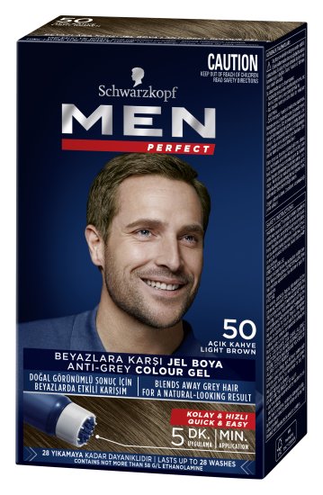 ג'ל צביעה לגבר לטשטוש השיער הלבן Schwarzkopf Men Perfect בגוון 50 חום בהיר
