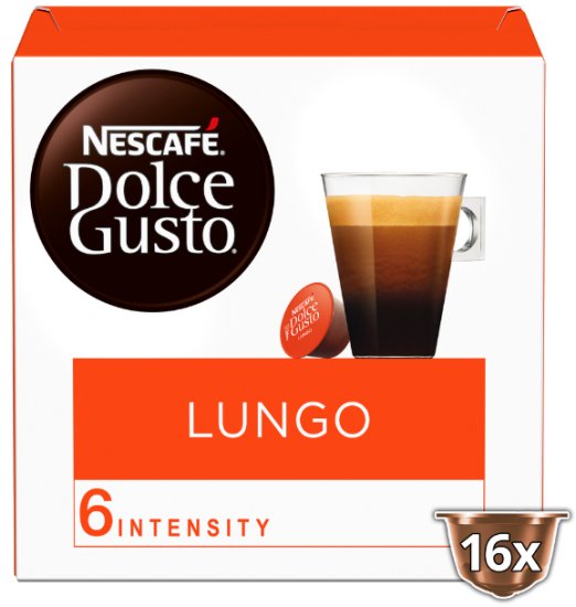 16 קפסולות חוזק 6 Nescafe Lungo - תואמות למכונות קפה Dolce Gusto