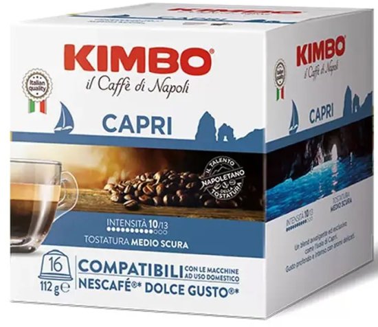 16 קפסולות Kimbo Capri - תואמות למכונות קפה Dolce Gusto