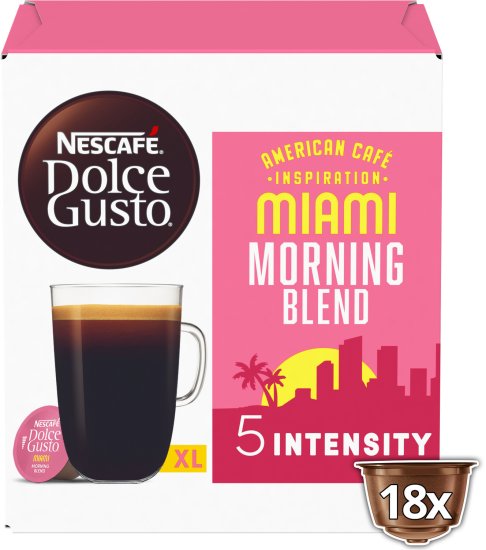 18 קפסולות Nescafe Miami Morning Blend – תואמות למכונות קפה Dolce Gusto