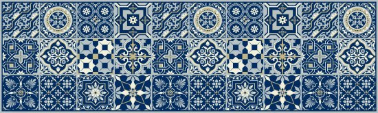 ראנר מבודד חום PVC לשולחן דגם Eclectic Royal Blue מבית Tiva Design – מידה 30×100 ס"מ