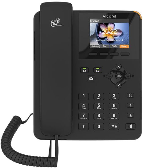 טלפון משרדי VOIP עם תצוגה צבעונית דגם SP2502 מבית Alcatel - צבע שחור כסוף