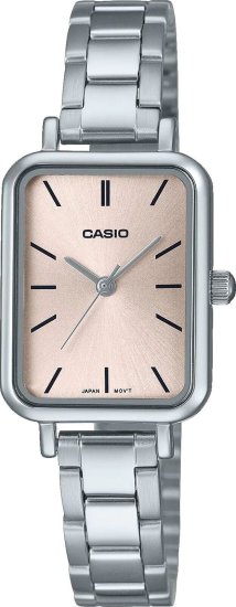 שעון יד אנלוגי לנשים עם רצועת Stainless Steel כסופה Casio LTP-V009D-4EUDF - צבע אפרסק / ורוד