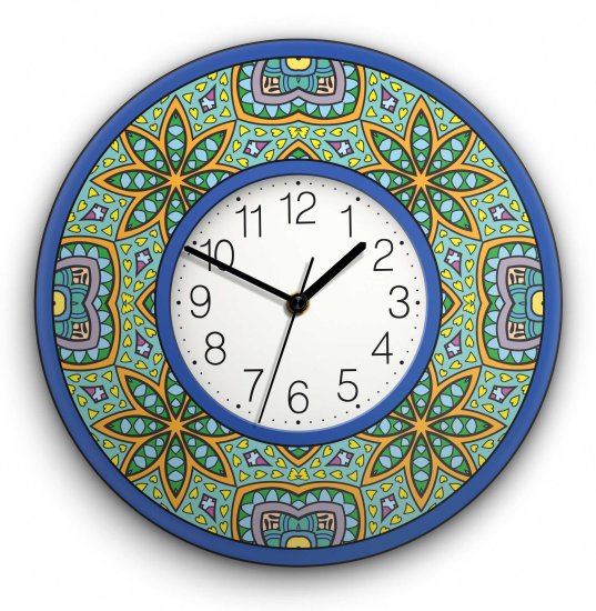 שעון קיר מעוצב עשוי מזכוכית אקרילית דגם Blue Bloom מבית Tiva Design - קוטר 30 ס''מ
