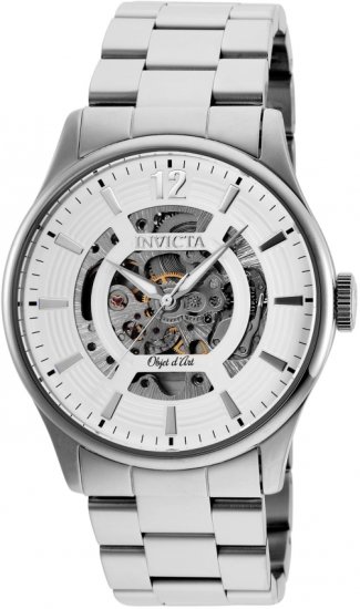 שעון יד אנלוגי לגברים עם רצועת Stainless Steel כסופה Invicta Object 27570 - צבע Exhibition