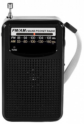 רדיו אנלוגי נייד (טרנזיסטור) סוללות R-398 AM/FM - צבע שחור