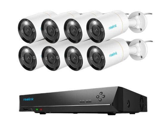 קיט מערכת אבטחה Reolink Smart Security - מערכת NVR 16 ערוצים RLN16-410 ו-8 מצלמות B1200 - צבע לבן
