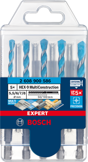 סט 5 מקדחים רב שימושים תואם אימפקט Bosch HEX-9