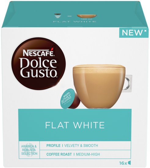 16 קפסולות Nescafe Flat White – תואמות למכונות קפה Dolce Gusto