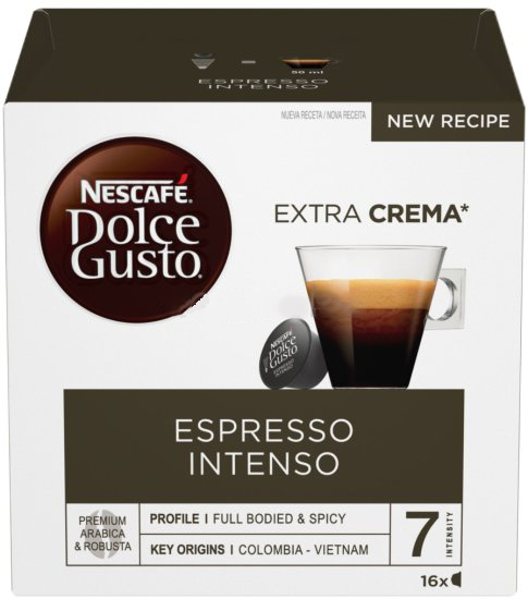 16 קפסולות חוזק 7 Nescafe Espresso Intenso - תואמות למכונות קפה Dolce Gusto