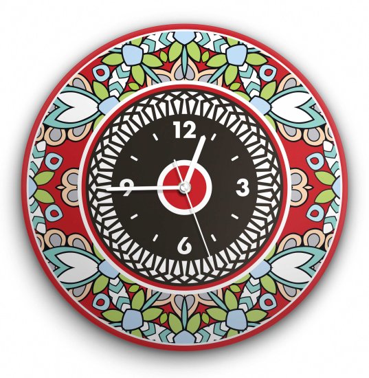 שעון קיר מעוצב עשוי מזכוכית אקרילית דגם Red Bloom מבית Tiva Design - קוטר 30 ס''מ
