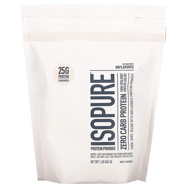 Isopure‏, אבקת חלבון ללא פחמימות, ללא טעם, 454 גרם (ליברה 1), הזמנה מאייהרב – iHerb