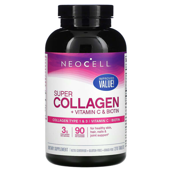 NeoCell‏, Super Collagen עם ויטמין C וביוטין, ‏270 טבליות, הזמנה מאייהרב – iHerb