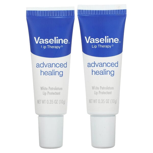 Vaseline‏, Lip Therapy, ריפוי מתקדם, 2 שפופרות, 10 גרם (0.35 אונקיות) כל אחת, הזמנה מאייהרב – iHerb