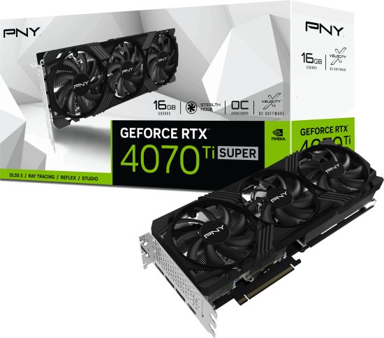 כרטיס מסך PNY GeForce 4070 Ti SUPER 16GB GDDR6X VERTO OC Triple Fan HDMI 3xDP