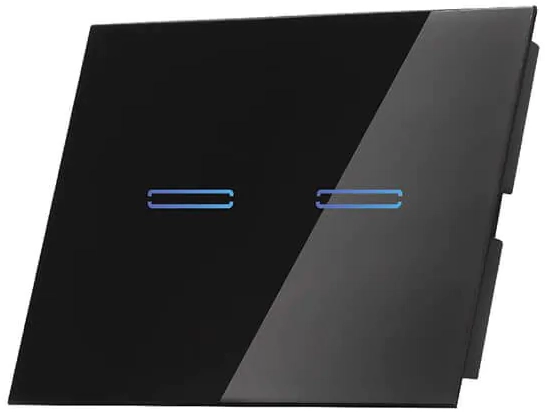 מפסק תאורה Wi-Fi חכם תחת הטיח Semicom - שני מתגים - זכוכית שחורה