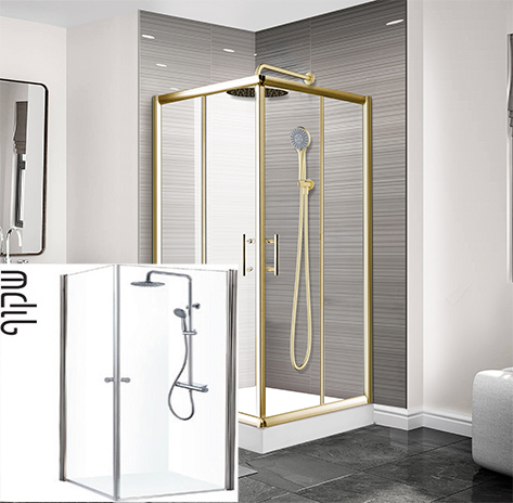 מקלחון הזזה פינתי 86-89 ס''מ דגם לי - טקסטורה שקופה