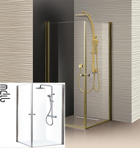 מקלחון פינתי 86-89 ס''מ דגם גוני - טקסטורה שקופה